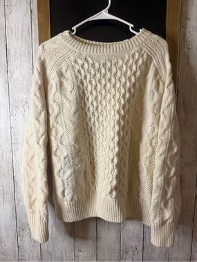 Universal Thread Cream Cable Knit Crew Neck Sweater Size XXL Gilmore Fisherman